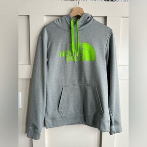 The North Face Gray Hoodie with Neon Green Logo